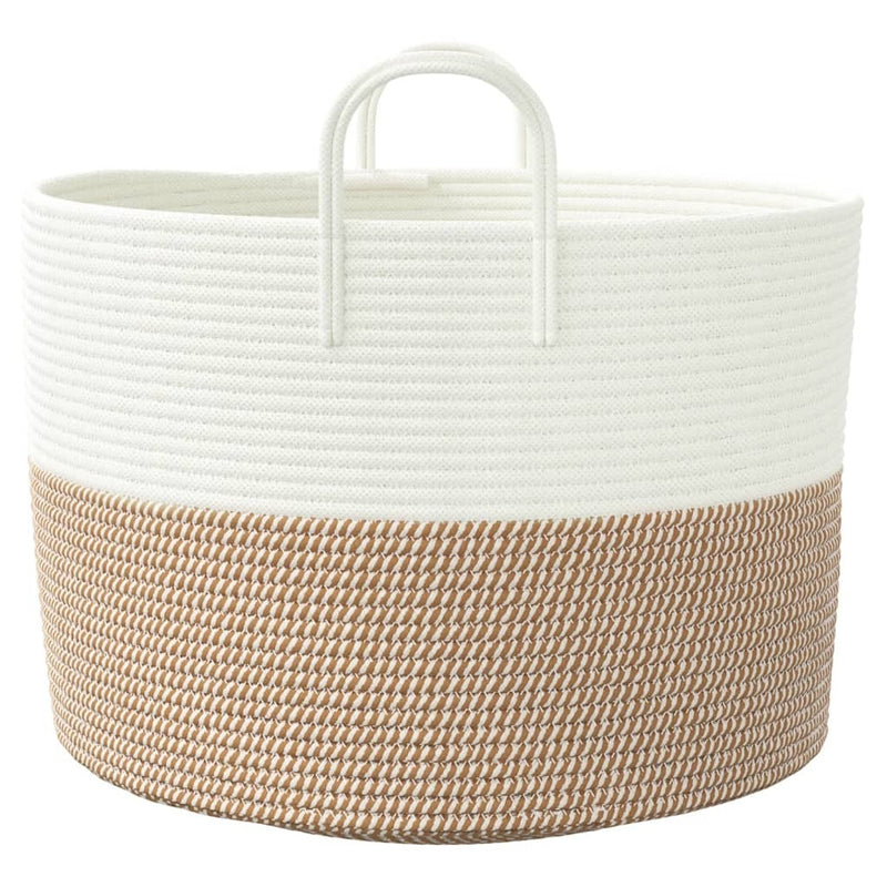 Storage Basket Brown and White 51x33 cm Cotton