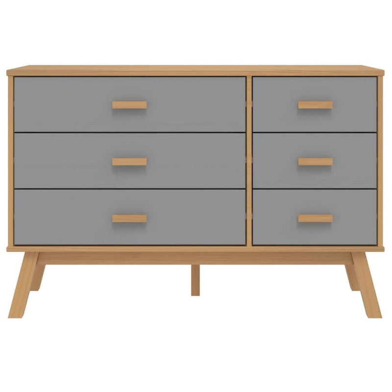 Drawer Cabinet OLDEN Grey and Brown Solid Wood Pine