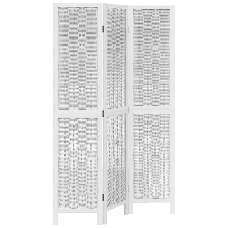 Room Divider 3 Panels White Solid Wood Paulownia