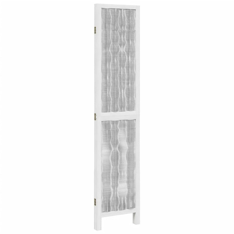 Room Divider 3 Panels White Solid Wood Paulownia