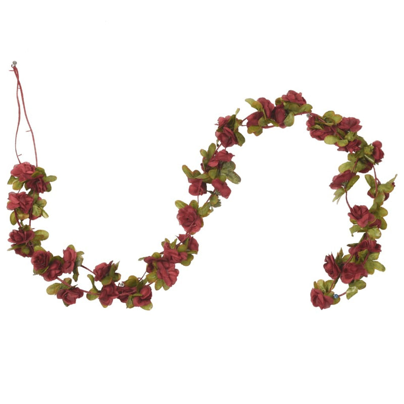 Christmas Flower Garlands 6 pcs Wine Red 250 cm