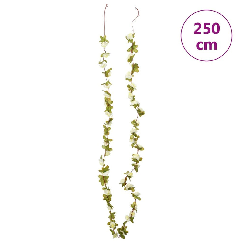 Christmas Flower Garlands 6 pcs White 250 cm