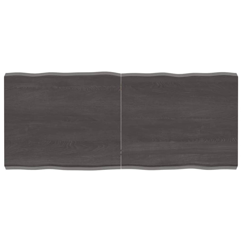 Table Top Dark Brown 140x60x(2-6) cm Treated Solid Wood Live Edge