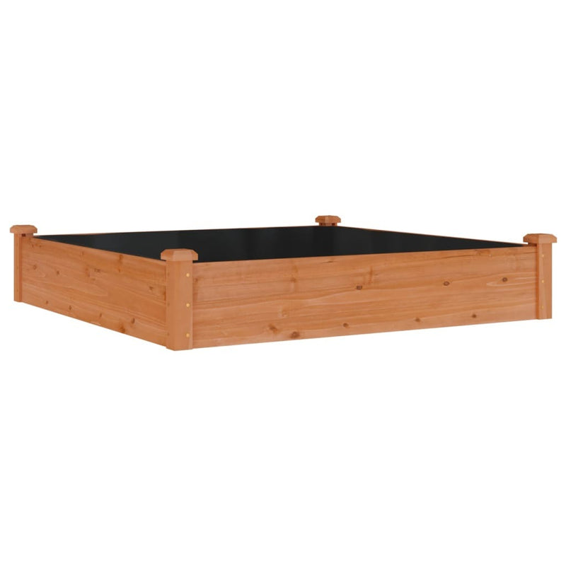 Garden Raised Bed with Liner Brown 120x120x25 cm Solid Wood Fir