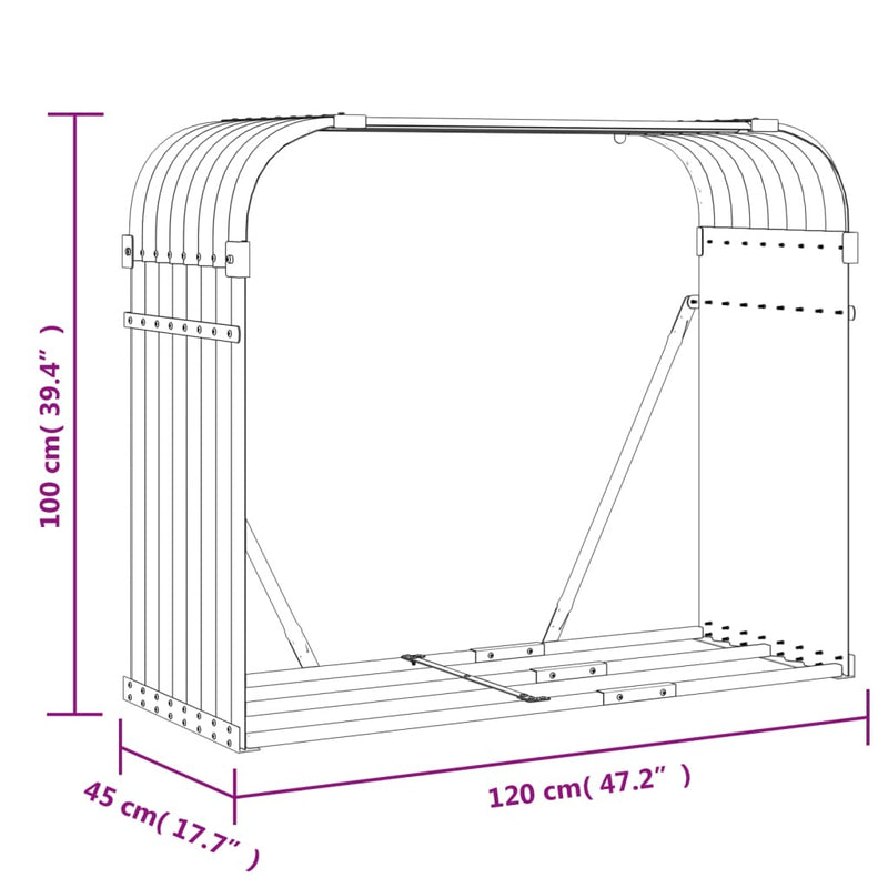 Log Holder Anthracite 120x45x100 cm Galvanised Steel