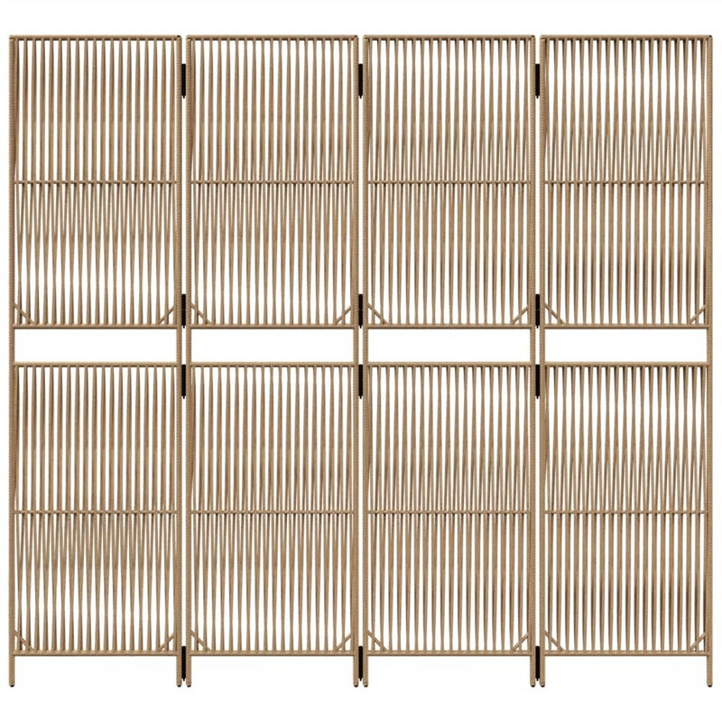 Room Divider 4 Panels Beige Poly Rattan