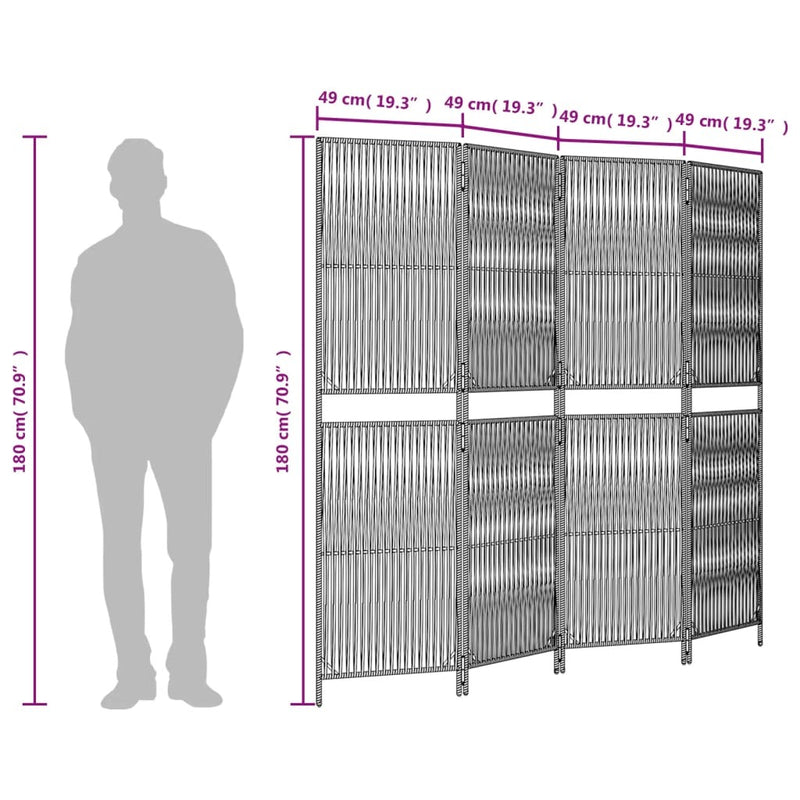 Room Divider 4 Panels Beige Poly Rattan