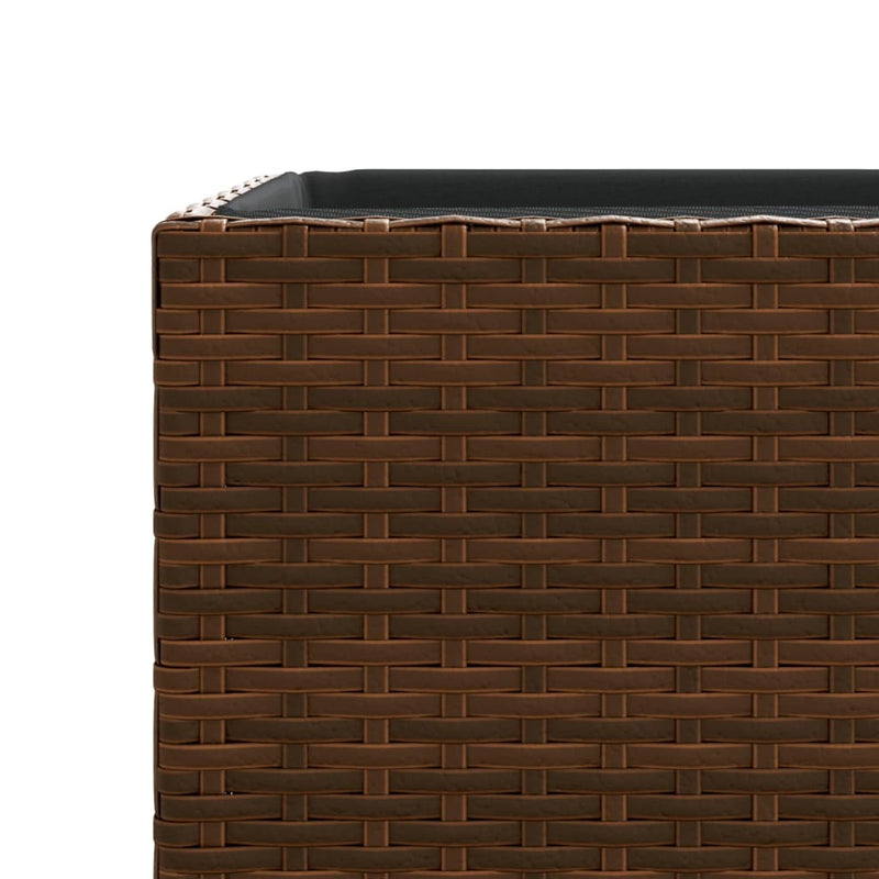 Garden Planters 3 pcs Brown Poly Rattan