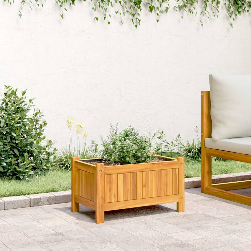 Garden Planter with Liner 54x31x30 cm Solid Wood Acacia