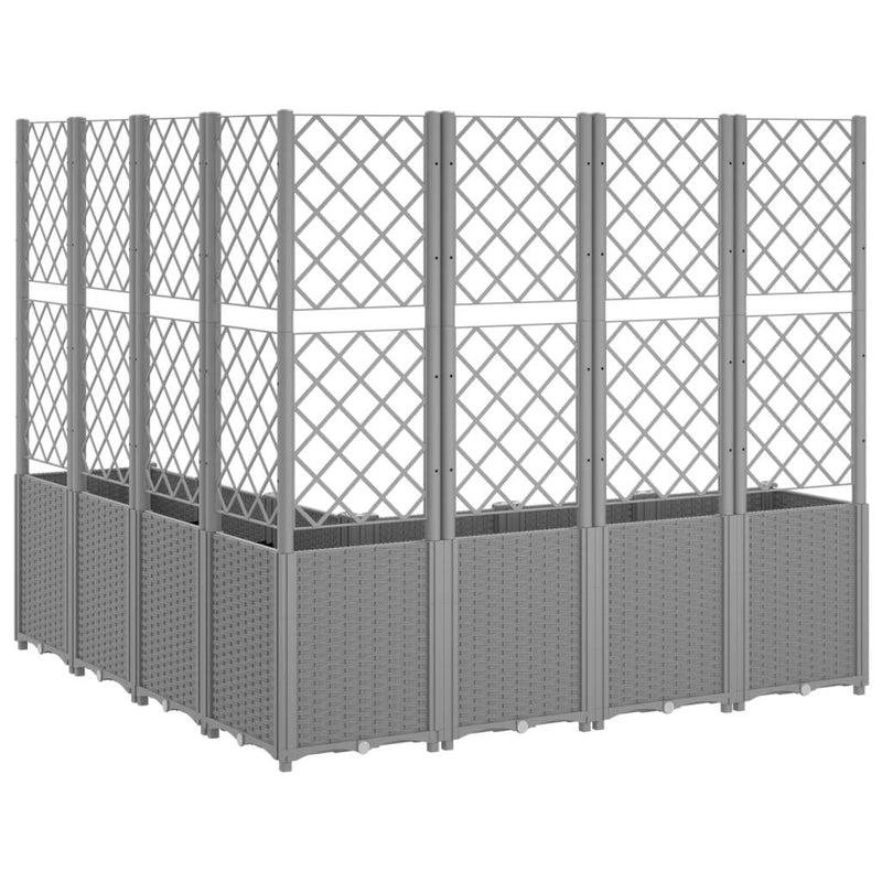 Garden Planter with Trellis Light Grey 160x160x140 cm PP