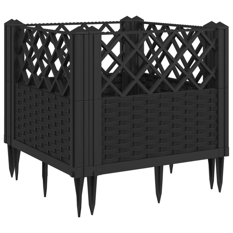 Garden Planter with Pegs Black 43.5x43.5x43.5 cm PP