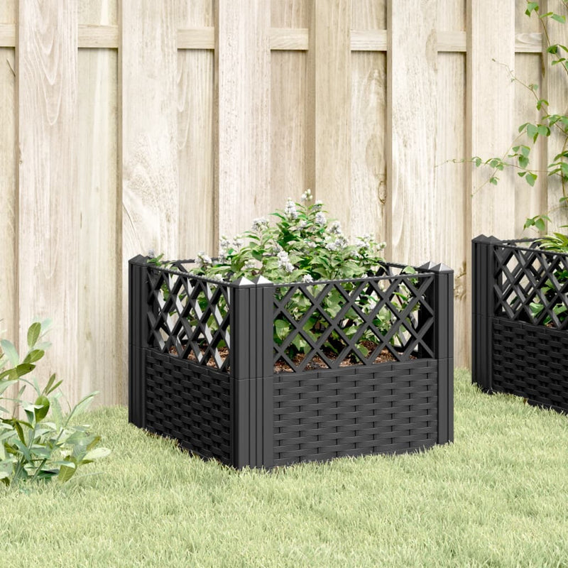 Garden Planter with Pegs Black 43.5x43.5x43.5 cm PP