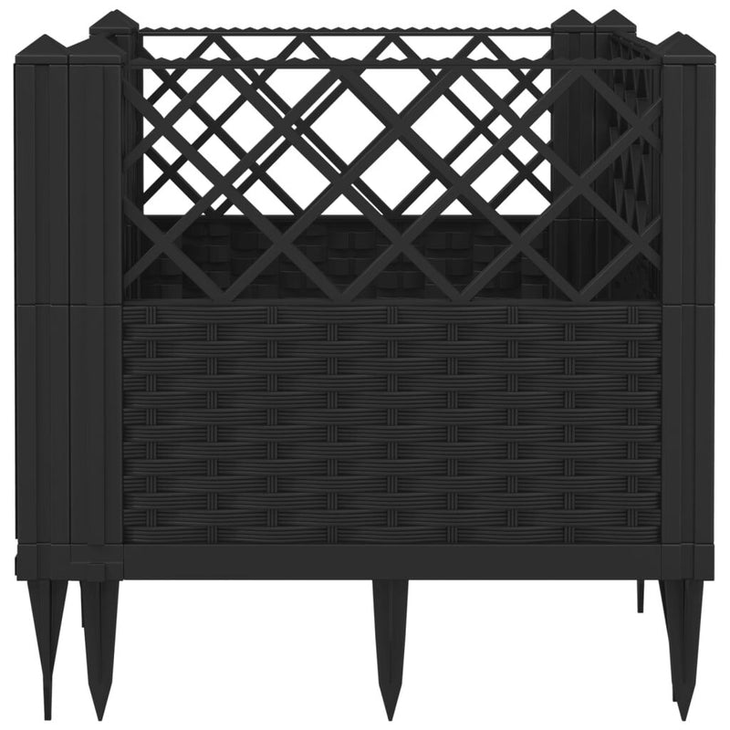 Garden Planter with Pegs Black 43.5x43.5x43.5 cm PP