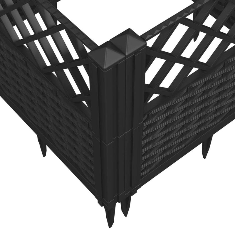 Garden Planter with Pegs Black 43.5x43.5x43.5 cm PP