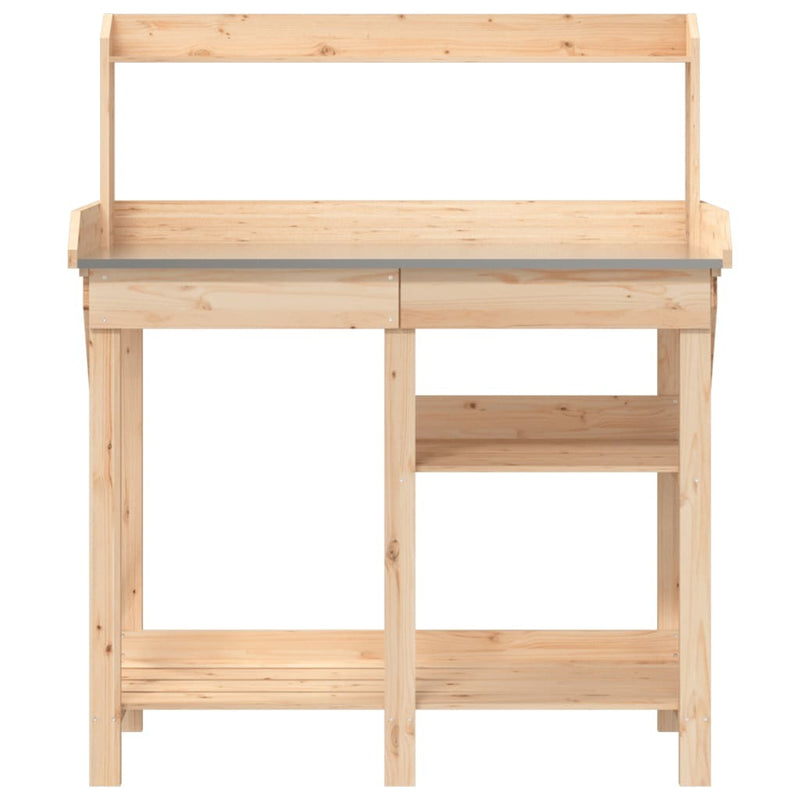 Potting Bench with Shelves Solid Wood Fir