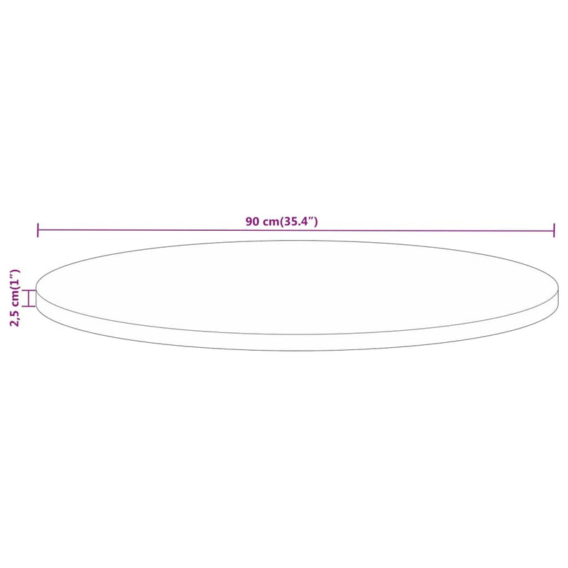 Table Top  90x2.5 cm Round Solid Wood Rough Mango