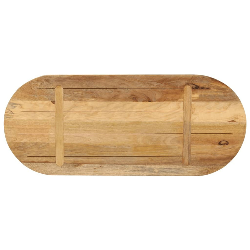 Table Top 80x40x3.8 cm Oval Solid Wood Rough Mango