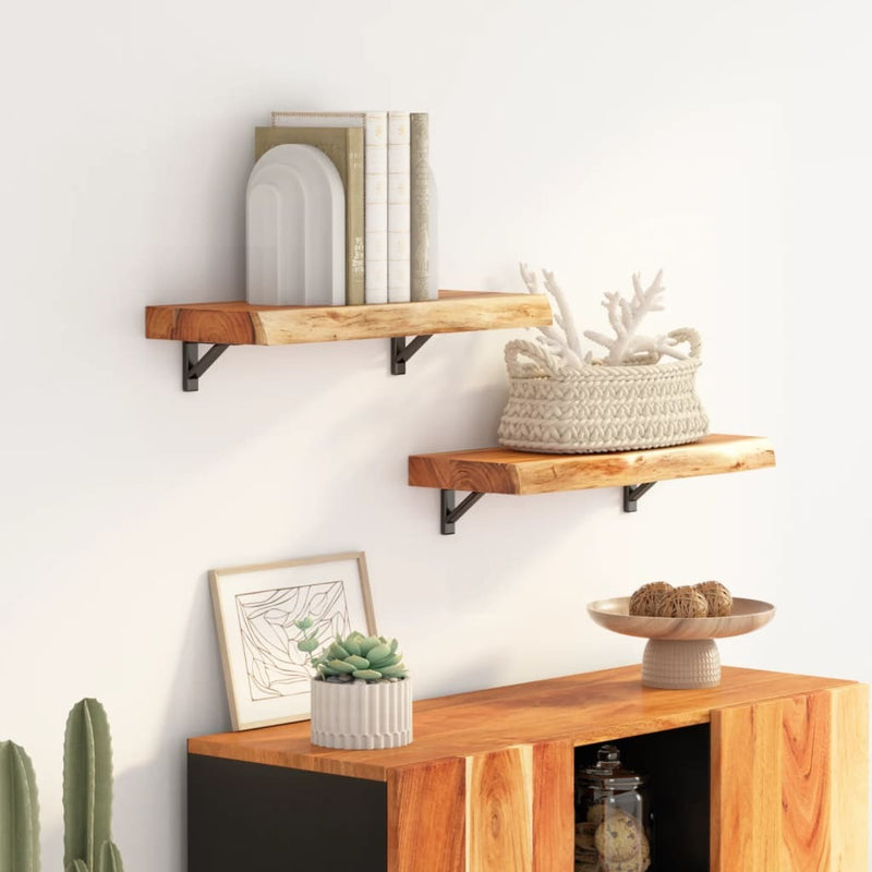 Wall Shelf 60x30x2.5 cm Rectangular Solid Wood Acacia Live Edge