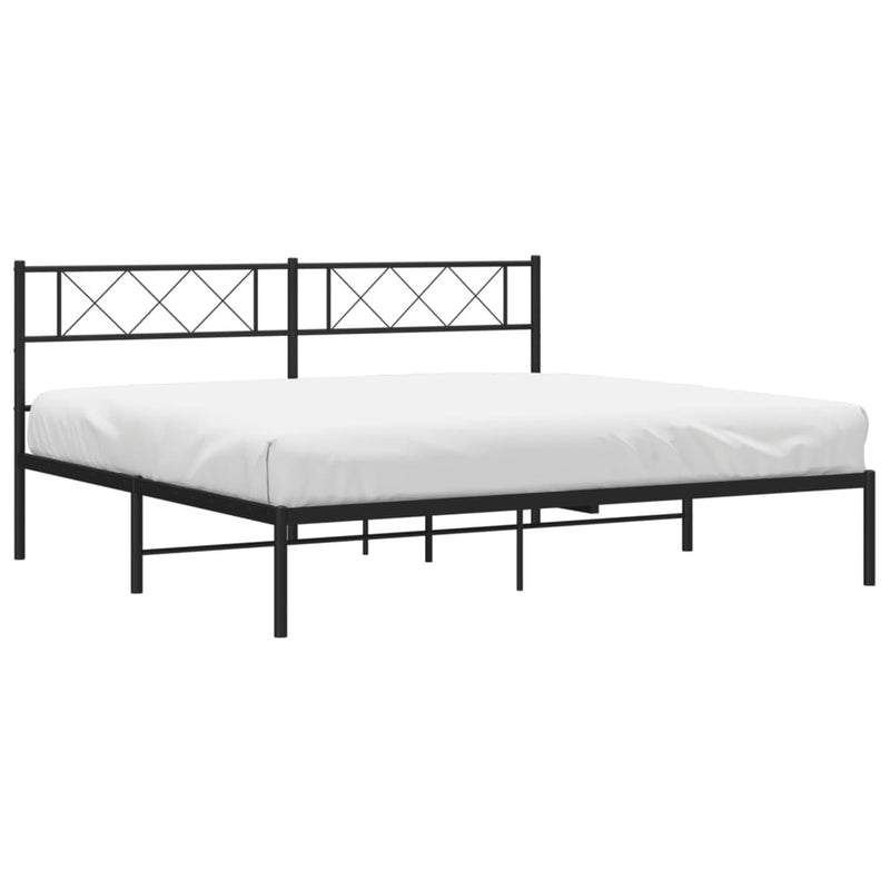 Metal Bed Frame without Mattress with Headboard Black 180x200cm