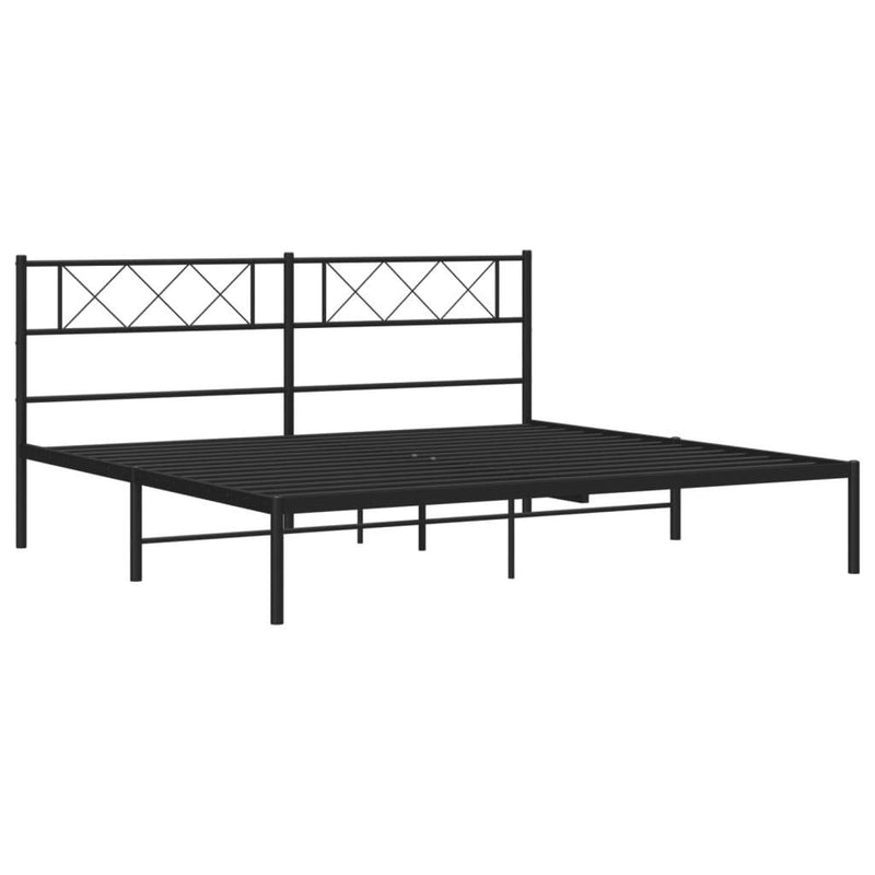 Metal Bed Frame without Mattress with Headboard Black 180x200cm