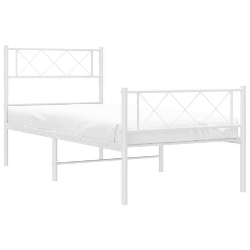 Metal Bed Frame without Mattress with Footboard White 90x200cm