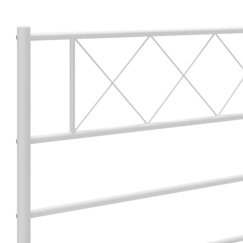 Metal Bed Frame without Mattress with Footboard White 183x213cm