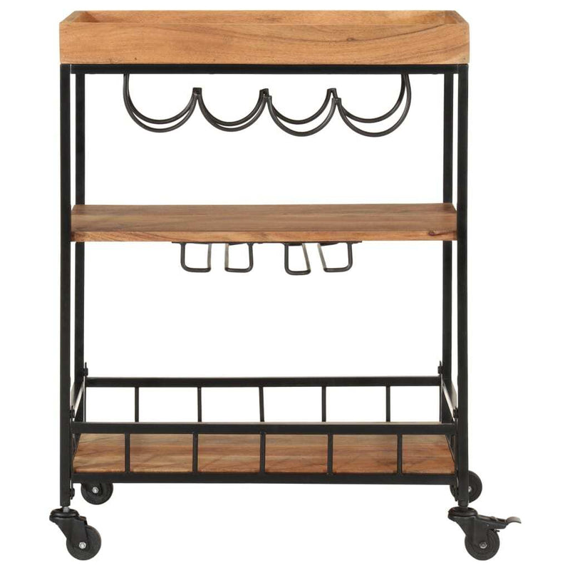 Bar Cart 60x40x80 cm Solid Wood Acacia and Iron