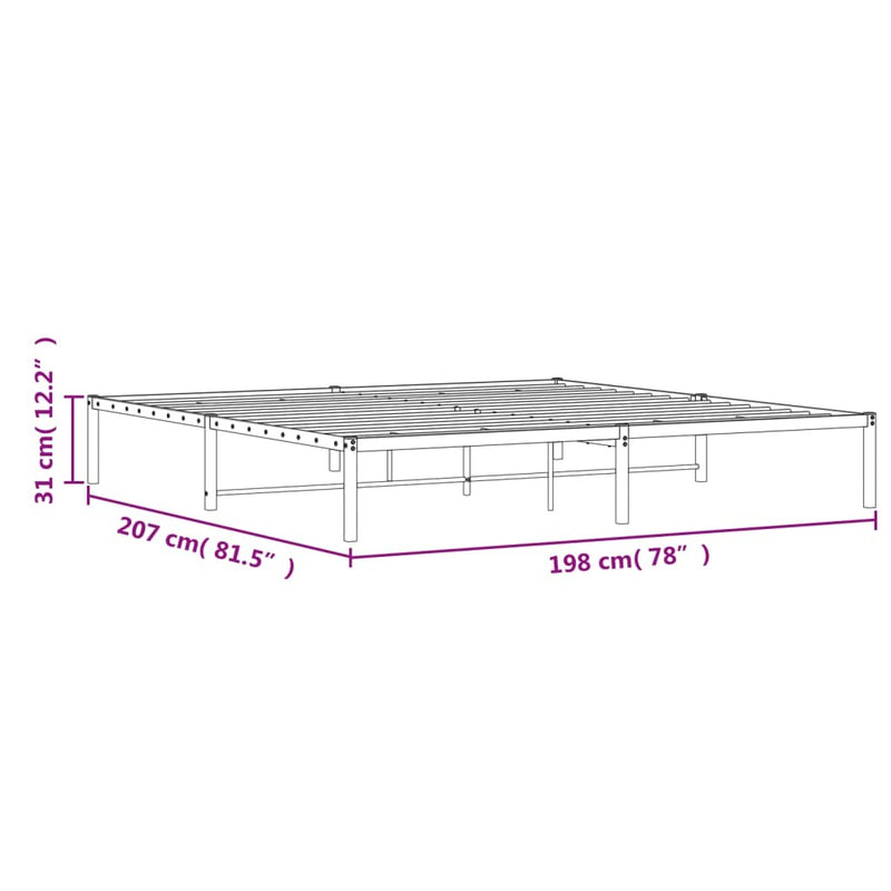 Metal Bed Frame without Mattress White 193x203cm