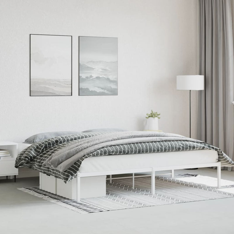 Metal Bed Frame without Mattress White 193x203cm