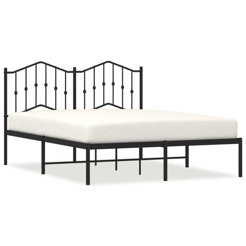 Metal Bed Frame without Mattress with Headboard Black 140x200cm