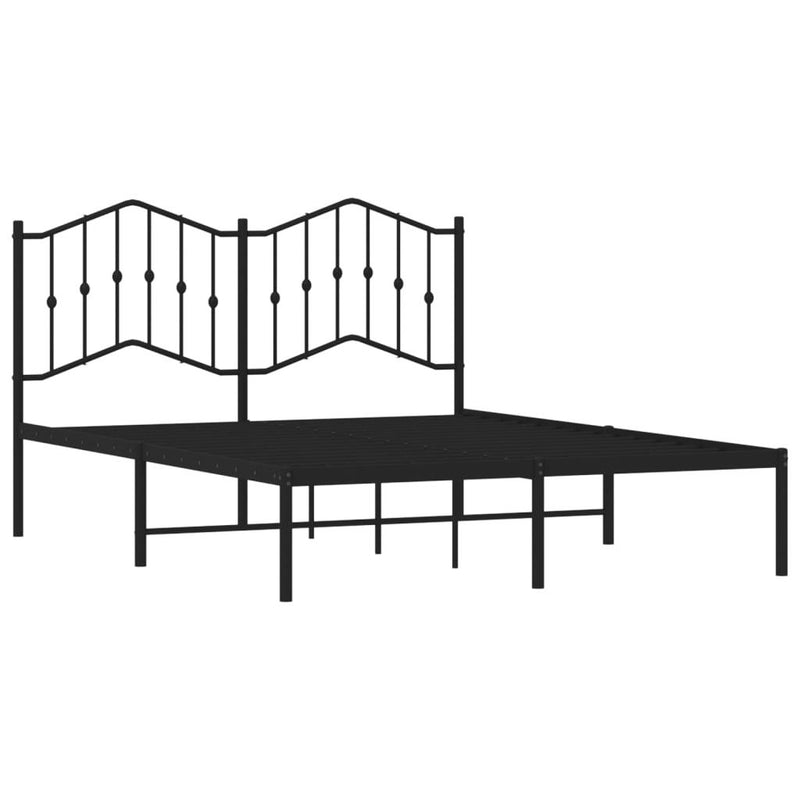 Metal Bed Frame without Mattress with Headboard Black 140x200cm