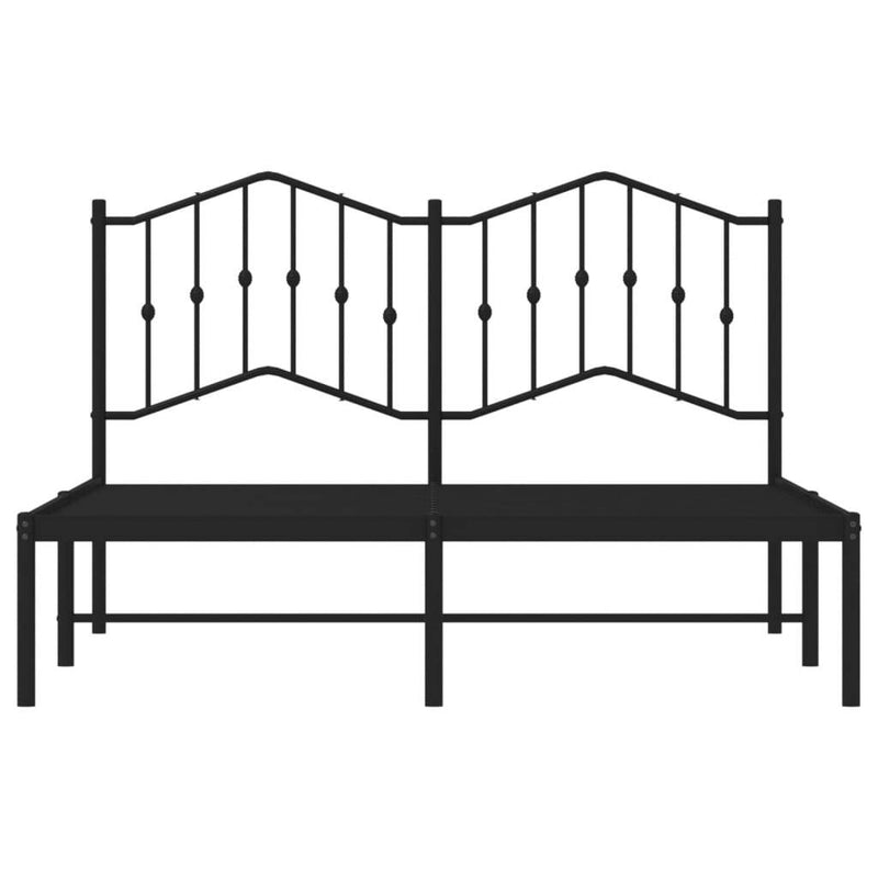 Metal Bed Frame without Mattress with Headboard Black 140x200cm