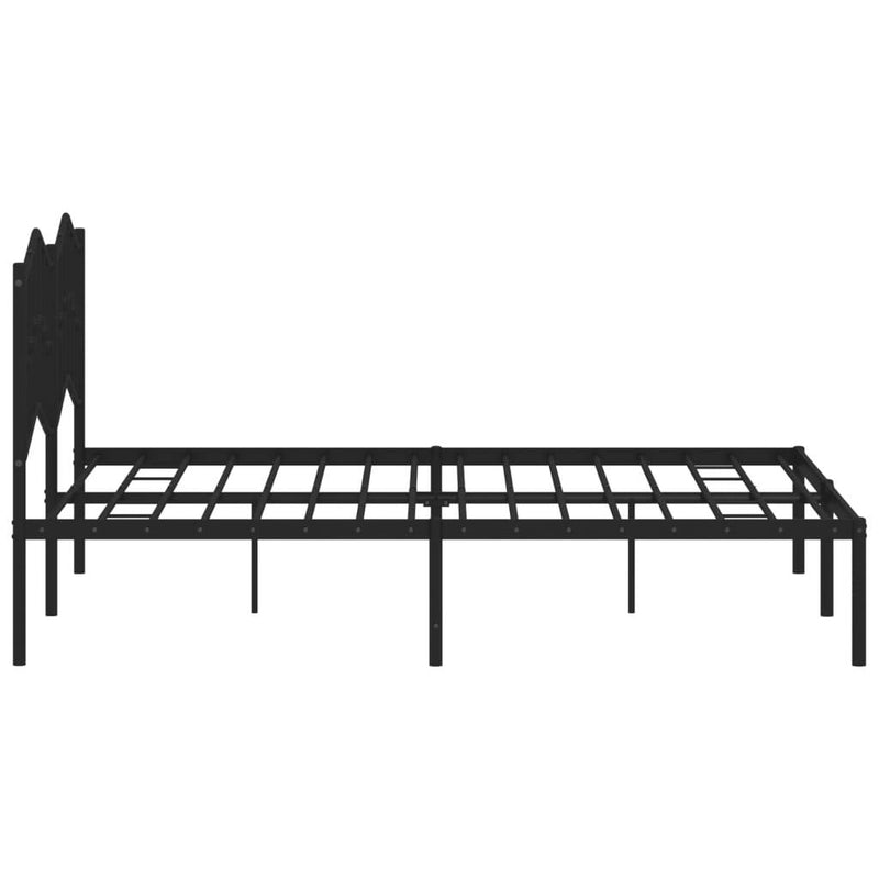 Metal Bed Frame without Mattress with Headboard Black 140x200cm