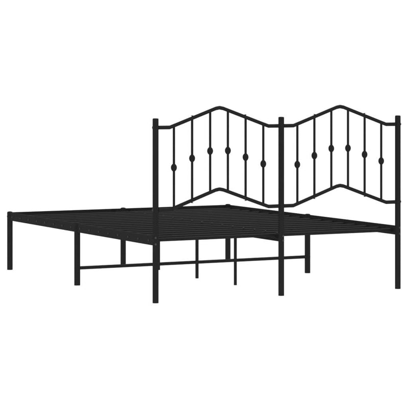 Metal Bed Frame without Mattress with Headboard Black 140x200cm