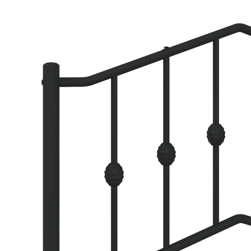 Metal Bed Frame without Mattress with Headboard Black 140x200cm