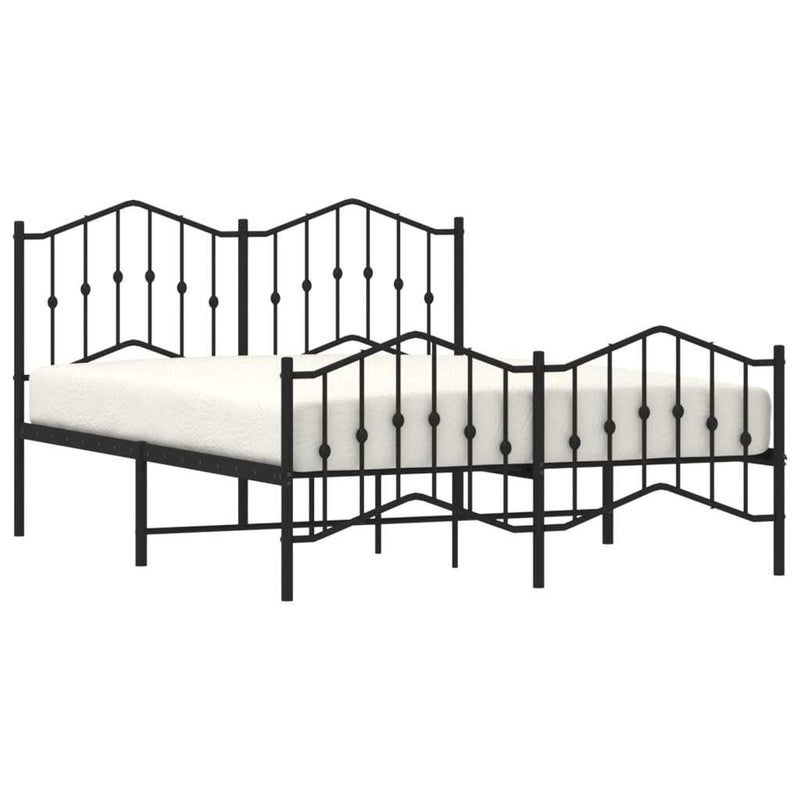 Metal Bed Frame without Mattress with Footboard?Black 140x190cm