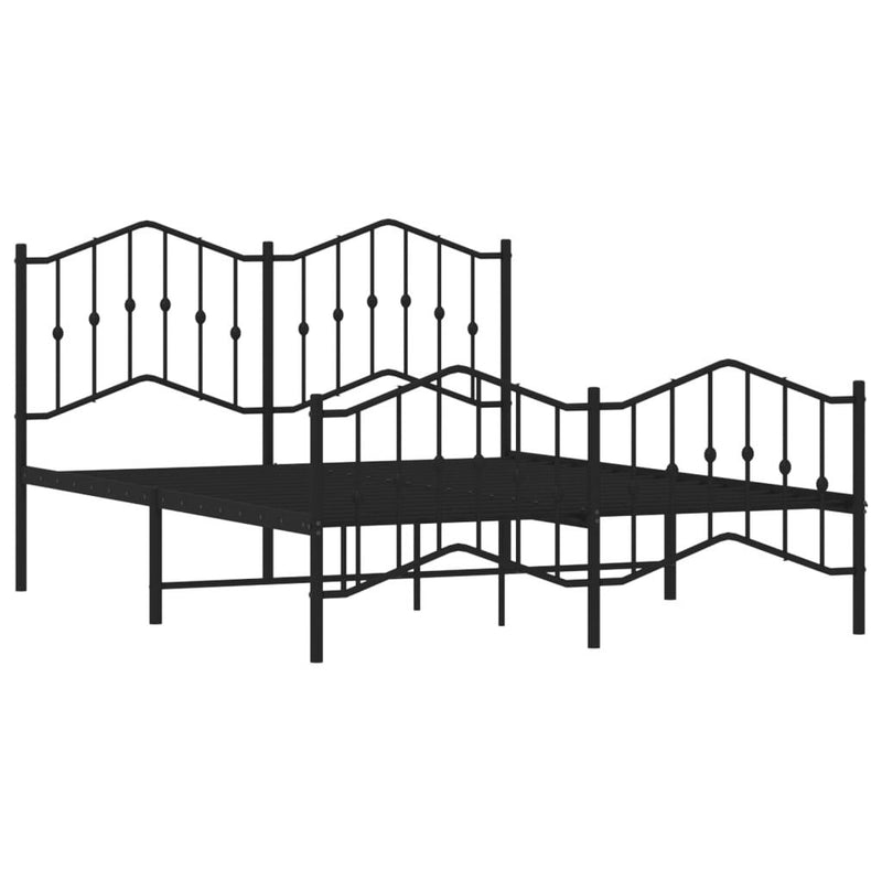 Metal Bed Frame without Mattress with Footboard?Black 140x190cm