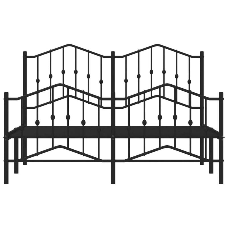 Metal Bed Frame without Mattress with Footboard?Black 140x190cm