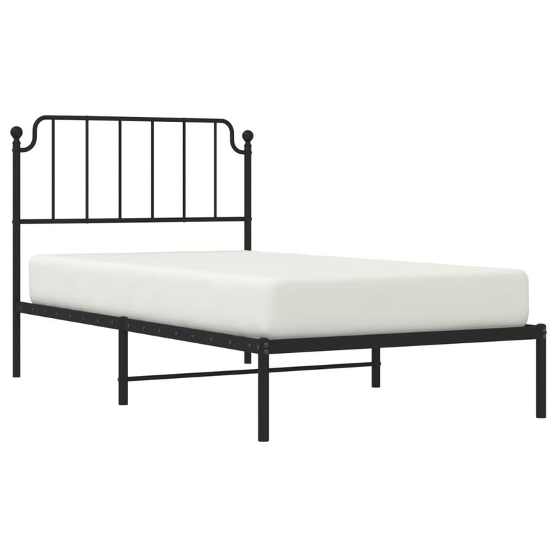 Metal Bed Frame without Mattress with Headboard Black 100x190cm