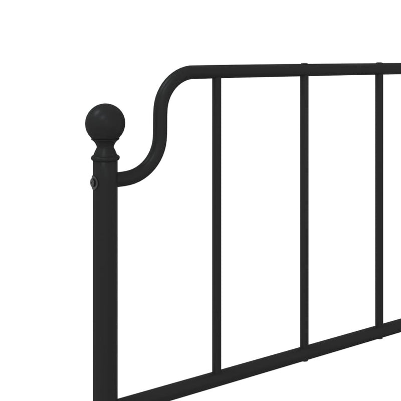 Metal Bed Frame without Mattress with Headboard Black 100x190cm