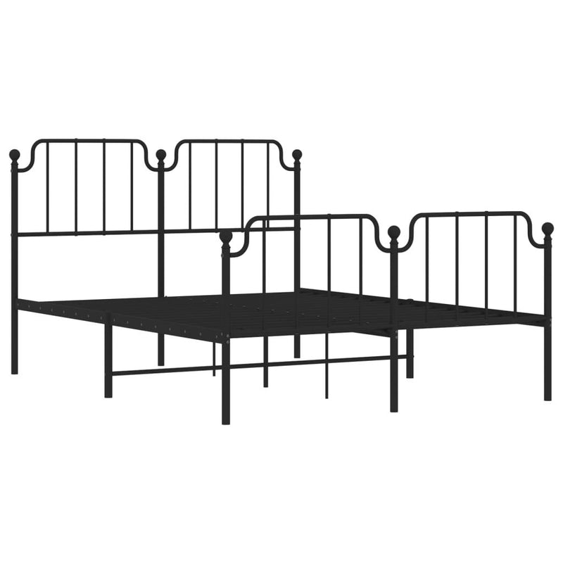 Metal Bed Frame without Mattress with Footboard?Black 140x190cm