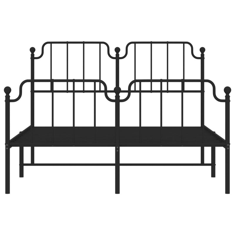 Metal Bed Frame without Mattress with Footboard?Black 140x190cm