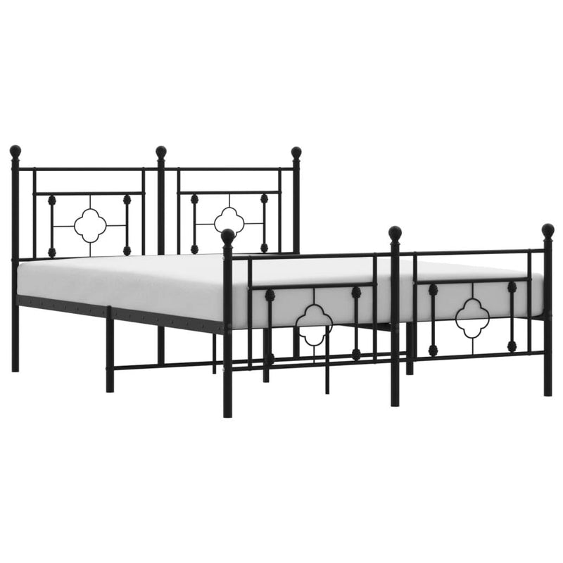 Metal Bed Frame without Mattress with Footboard Black 140x190cm