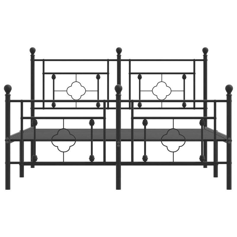 Metal Bed Frame without Mattress with Footboard Black 140x190cm