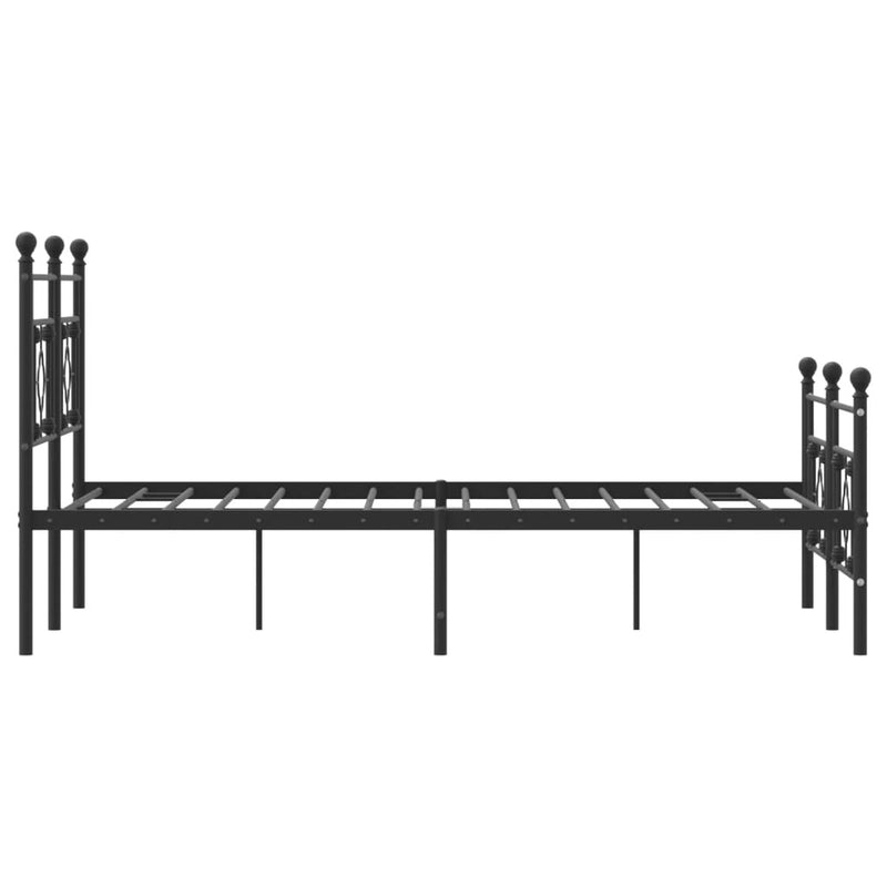 Metal Bed Frame without Mattress with Footboard Black 140x190cm