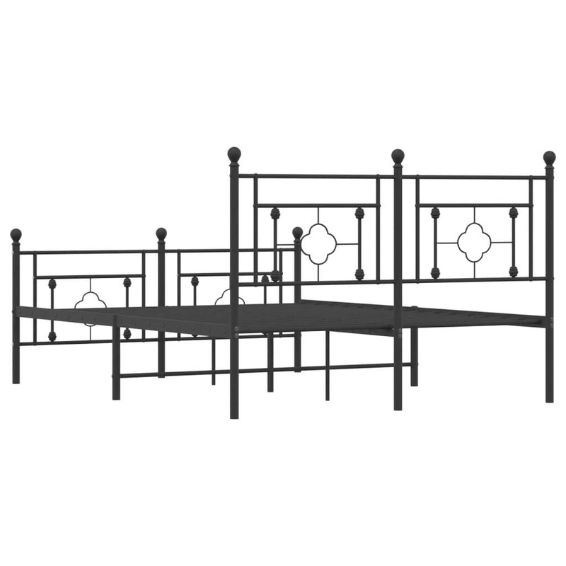 Metal Bed Frame without Mattress with Footboard Black 140x190cm