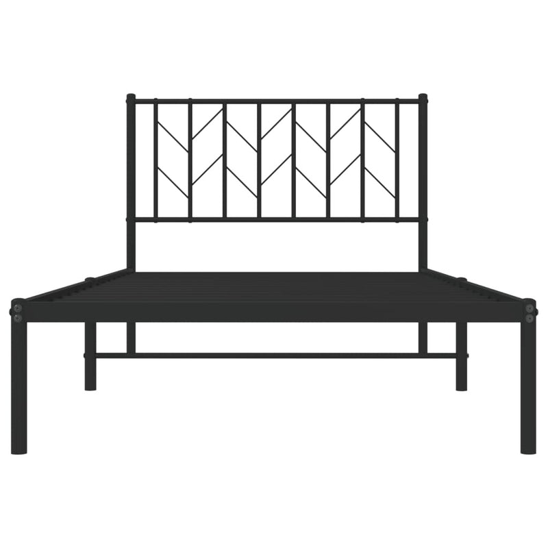 Metal Bed Frame without Mattress with Headboard Black 100x190cm