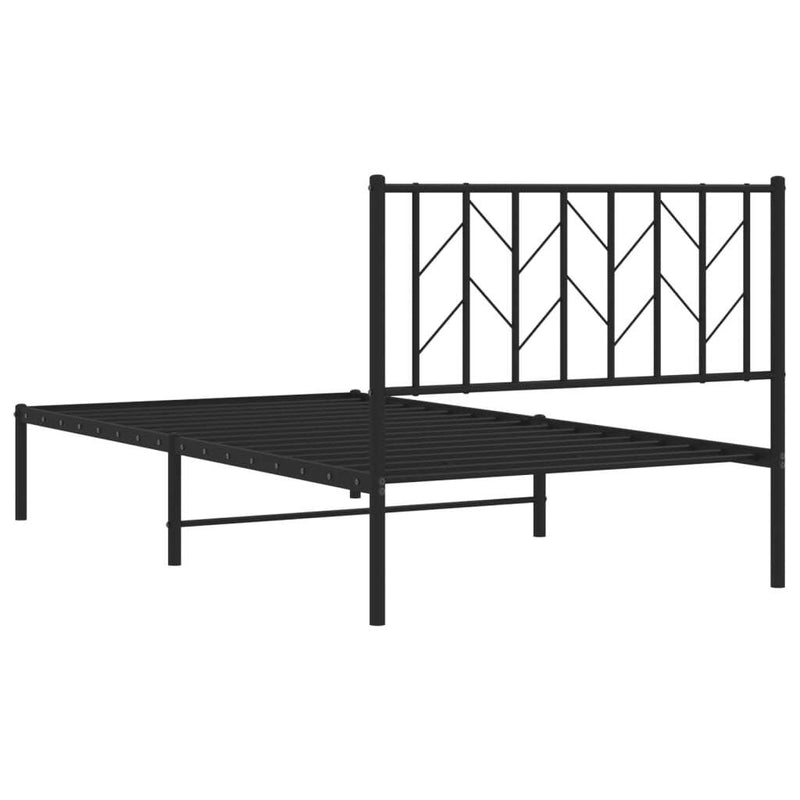 Metal Bed Frame without Mattress with Headboard Black 100x190cm