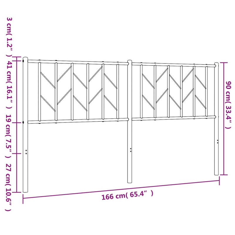 Metal Headboard White 160 cm