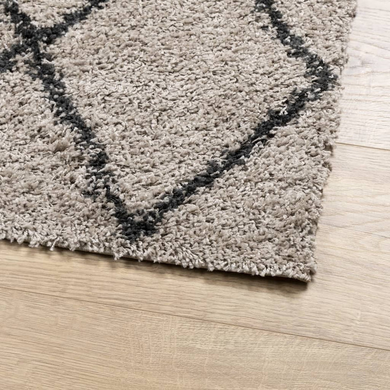 Shaggy Rug PAMPLONA High Pile Modern Beige and Anthracite 120x170 cm